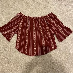 Blu Pepper Cranberry Patterned Off-The-Shoulder Blouse Size Small